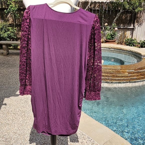 Nwot Torrid Lace V-Neck Ruched Front Long Sleeve Top dress 3 - Picture 10 of 13